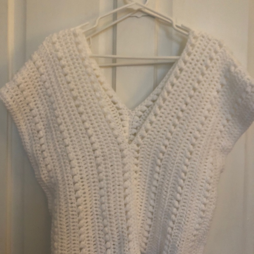 Crochet top - white. Handmade, acrylic yarn, very soft. Size Medium